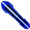 Blue reflective safety strips for a car mirror.