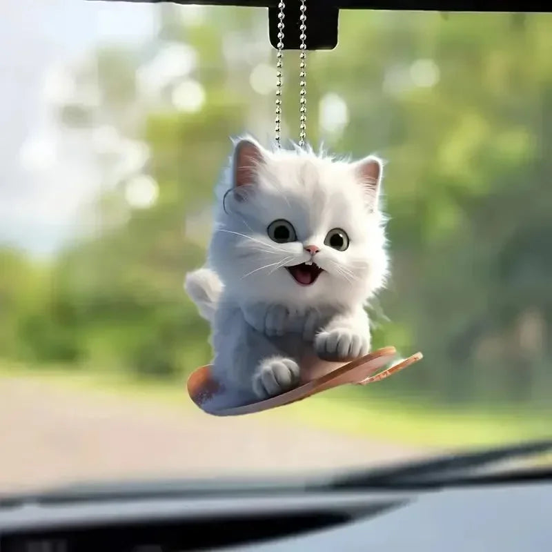 Realistic Cat Car Rearview Mirror Pendant