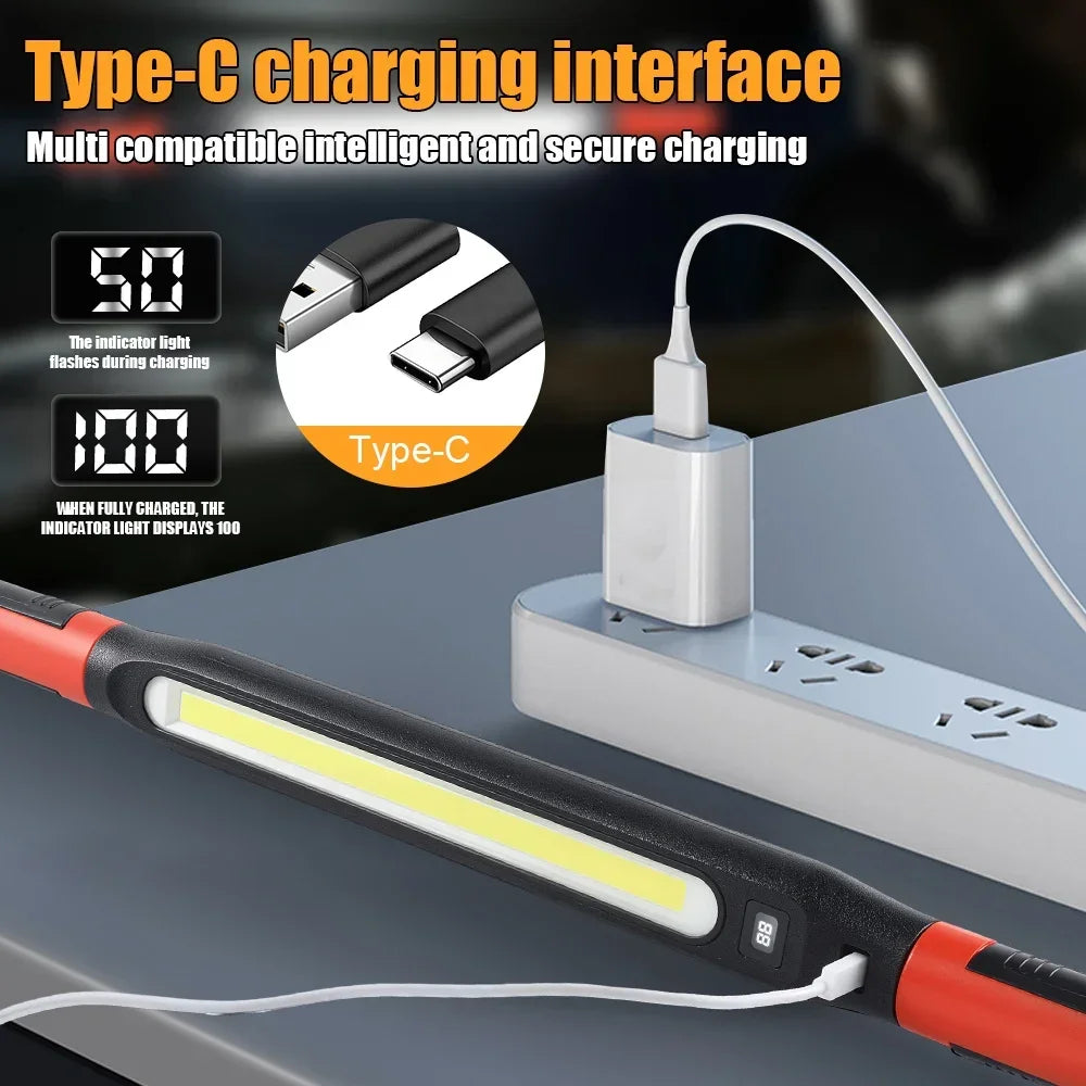 Rechargeable LED Work Light with Magnetic Base and Hooks