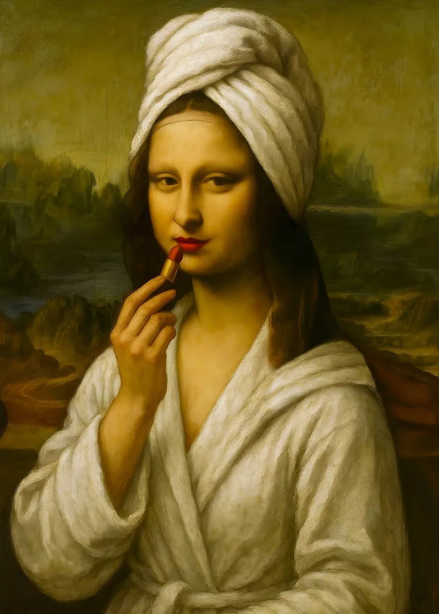 Mona Lisa Funny Bathroom Wall Art Canvas Print