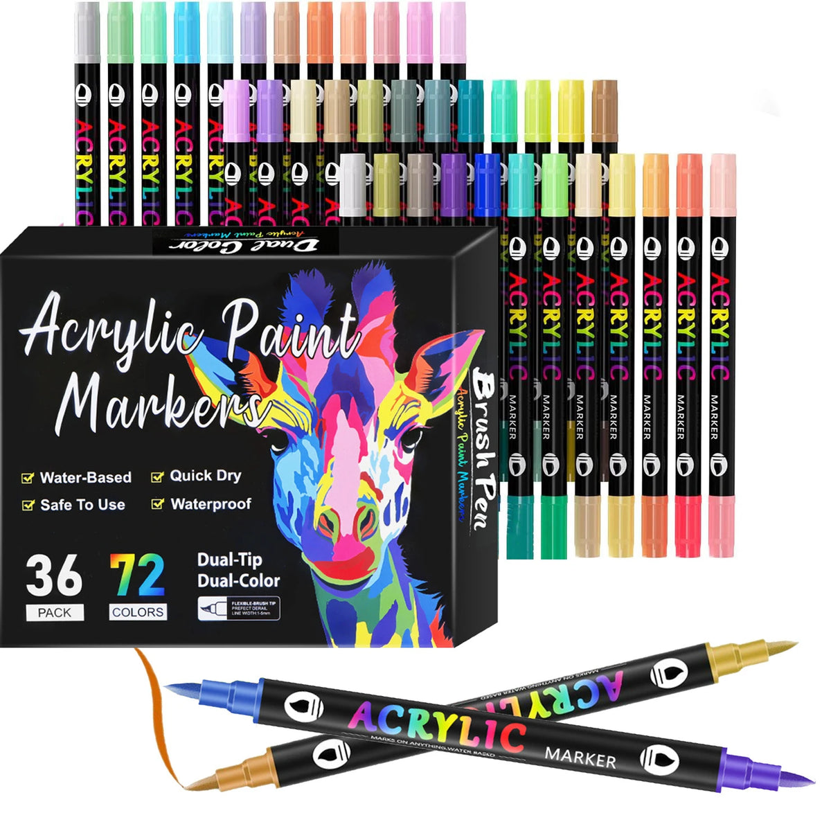 Dual-Tip Acrylic Paint Markers Set for Art and Craft Projects