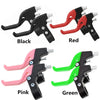 Four universal bike V-brake levers in black, red, pink, and green colors shown with ergonomic grips.