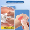 Hands are shown testing the skin and washing clothes to ensure safety of vegetable dyes for washable art markers.