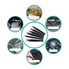 A set of six precision anti-static tweezers for electronics repair and crafting, shown in various angles.