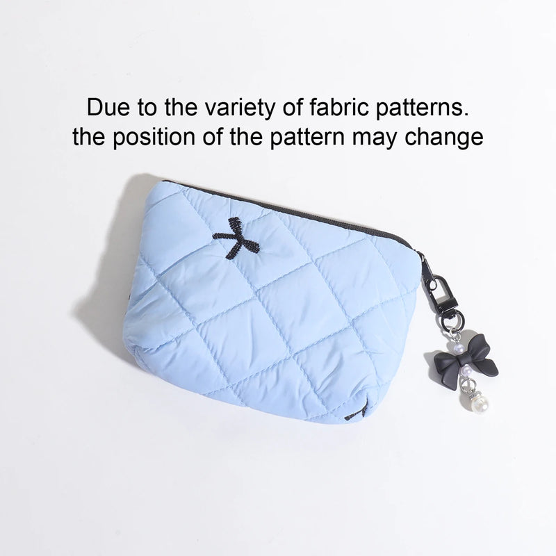 Quilted Bow Makeup Bag