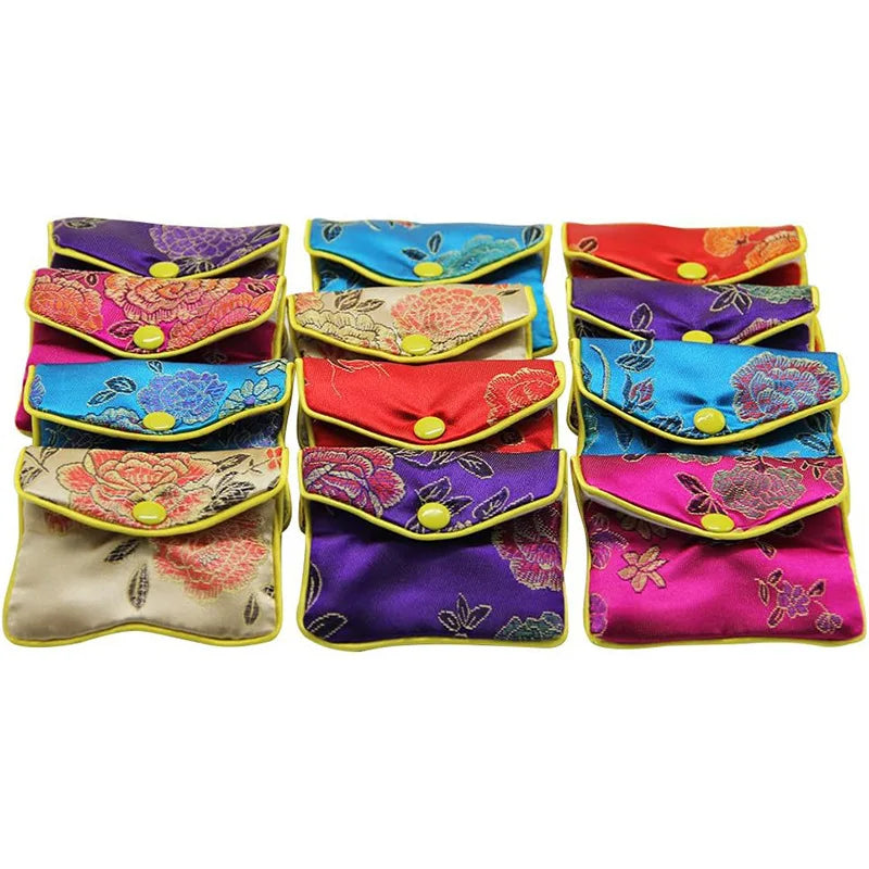 Embroidered Brocade Jewelry Pouches (Set of 6)