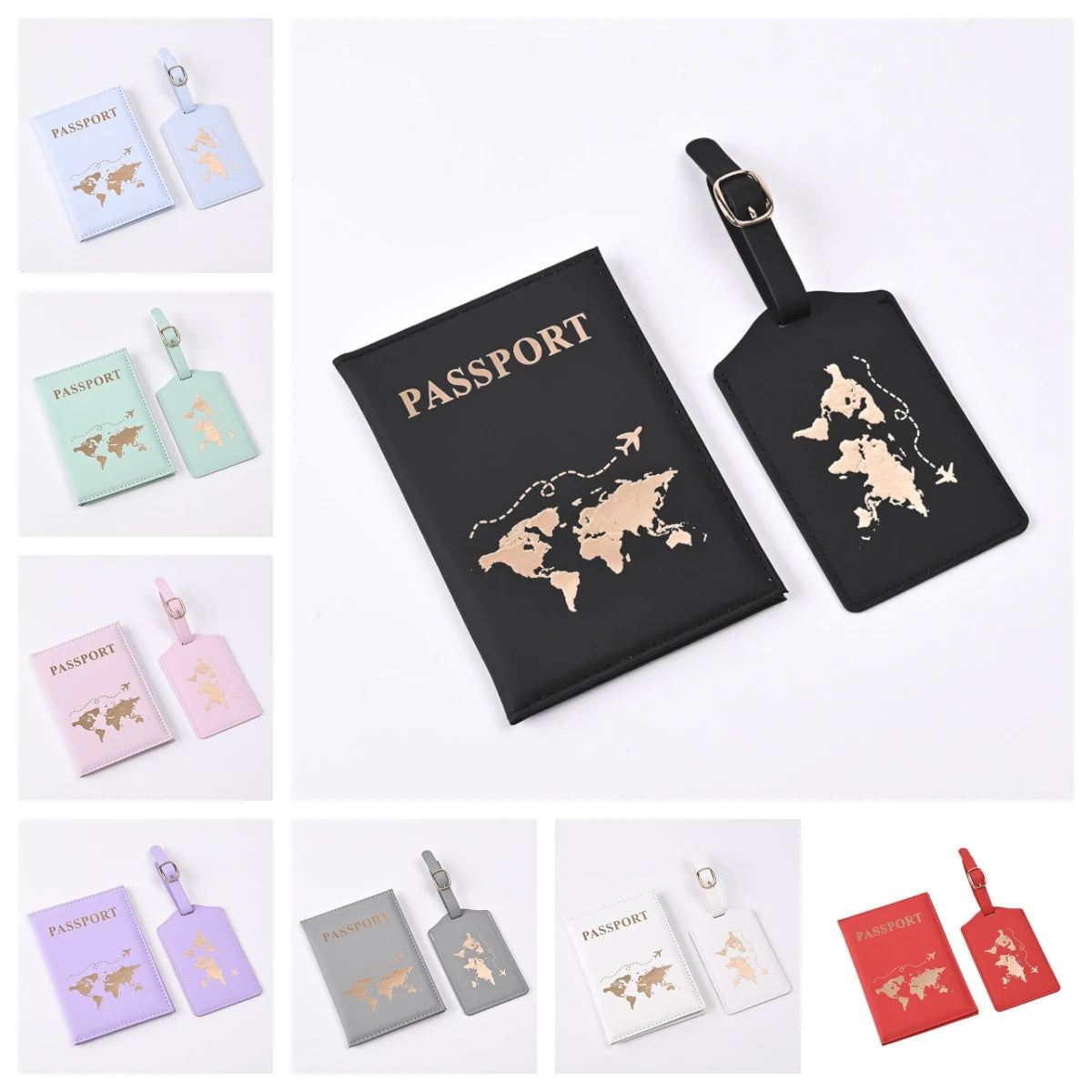 Map Pattern Passport Cover and Luggage Tag Set