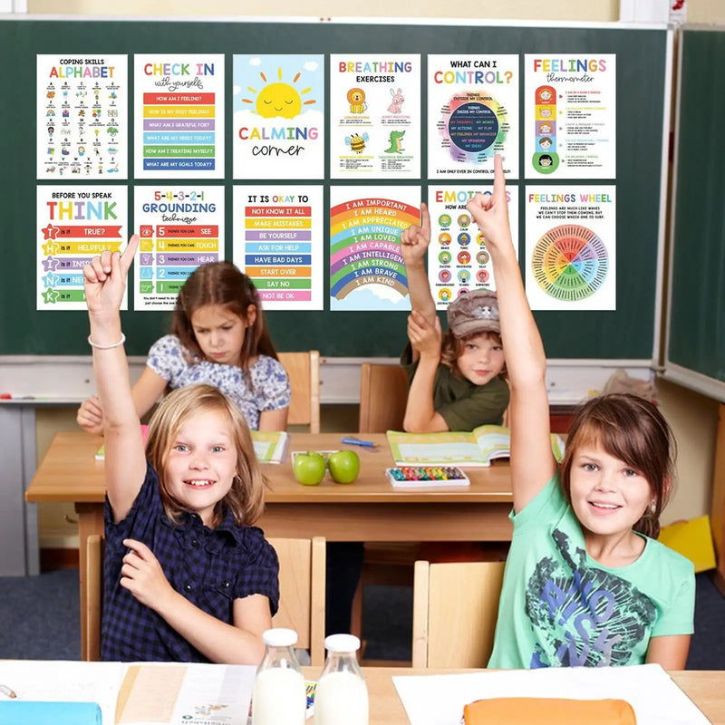 12-Piece Calming Corner Poster Set for Kids