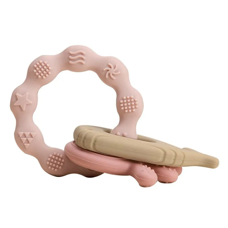 Baby Teething Gloves with Cartoon Bear Design