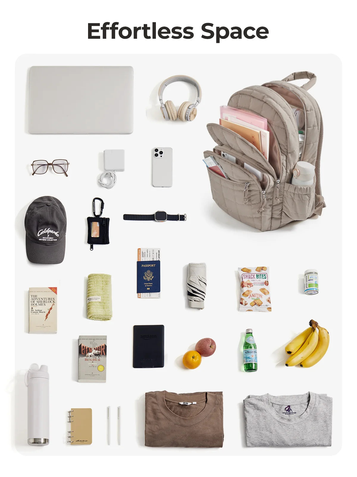 Quilted Casual Daypack with Padded Laptop Compartment