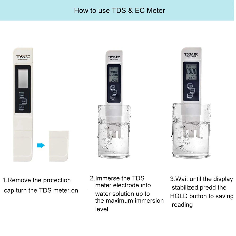 3-in-1 Digital Water Quality Tester with LCD Display