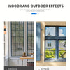 Indoor and outdoor effects showing glass film on windows, demonstrating beautiful scenery indoors and a mirror scene outdoors