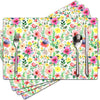 Floral Linen Placemats for Dining Table