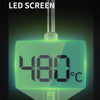 A close-up of a LED screen displaying 480°C on an adjustable soldering iron tool.