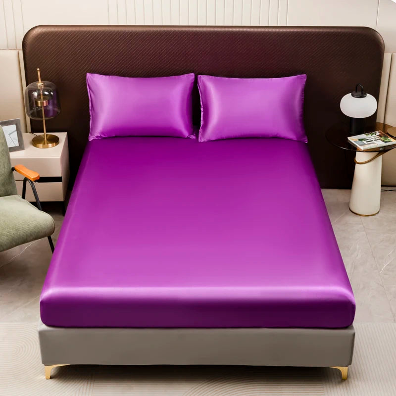 Luxury Satin Bedding Set with Fitted Sheet and Pillowcases