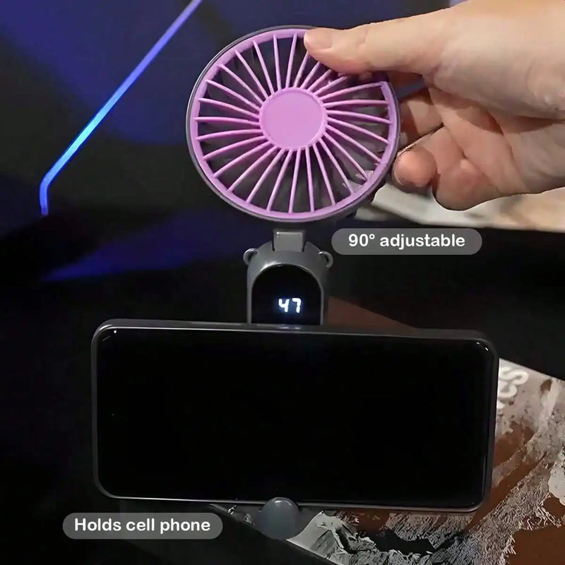 Compact Rechargeable Handheld Fan with LED Display