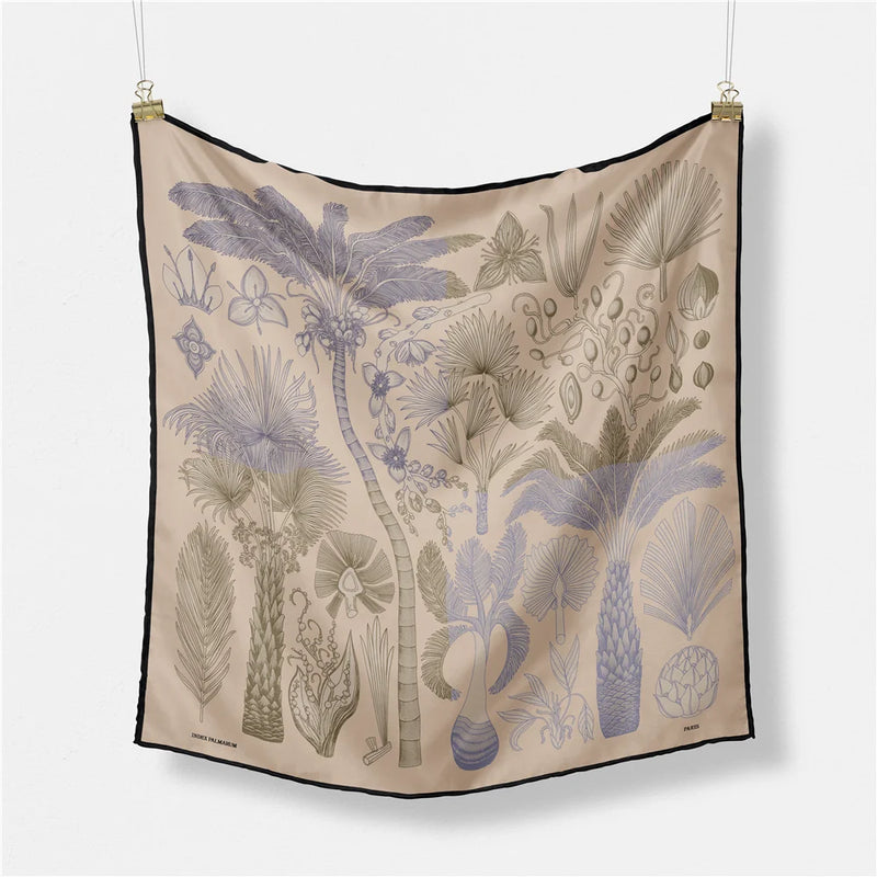 Palm Tree Print Twill Silk Square Scarf