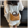 Vintage PU Leather Crossbody Bucket Bag