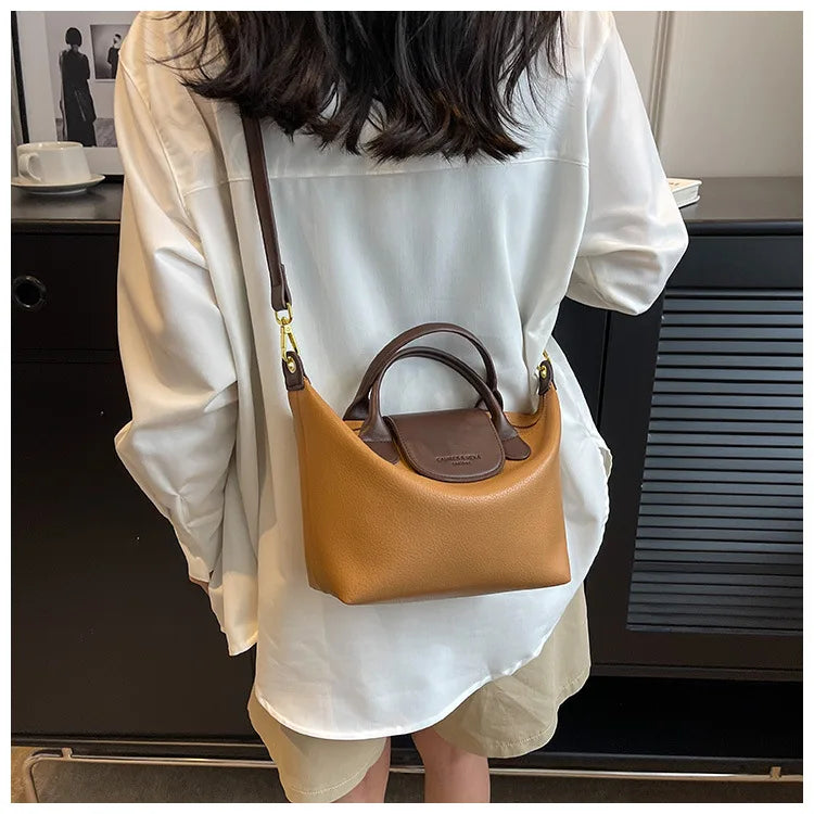 Vintage PU Leather Crossbody Bucket Bag