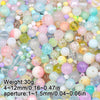 A close-up view of mixed colored glass beads in various sizes and shapes for jewelry making