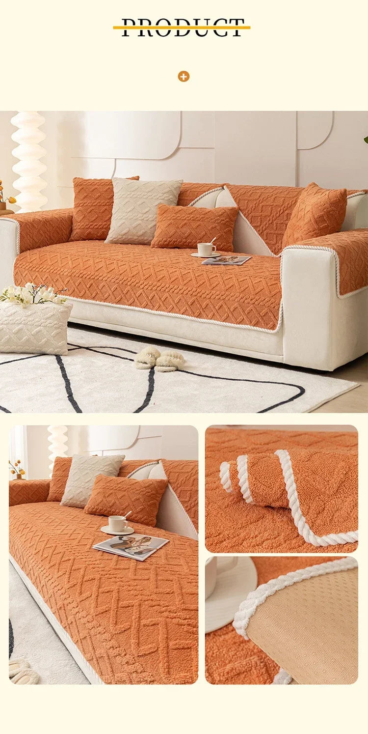 Plush Non-Slip Sofa Cover with Quilted Cotton