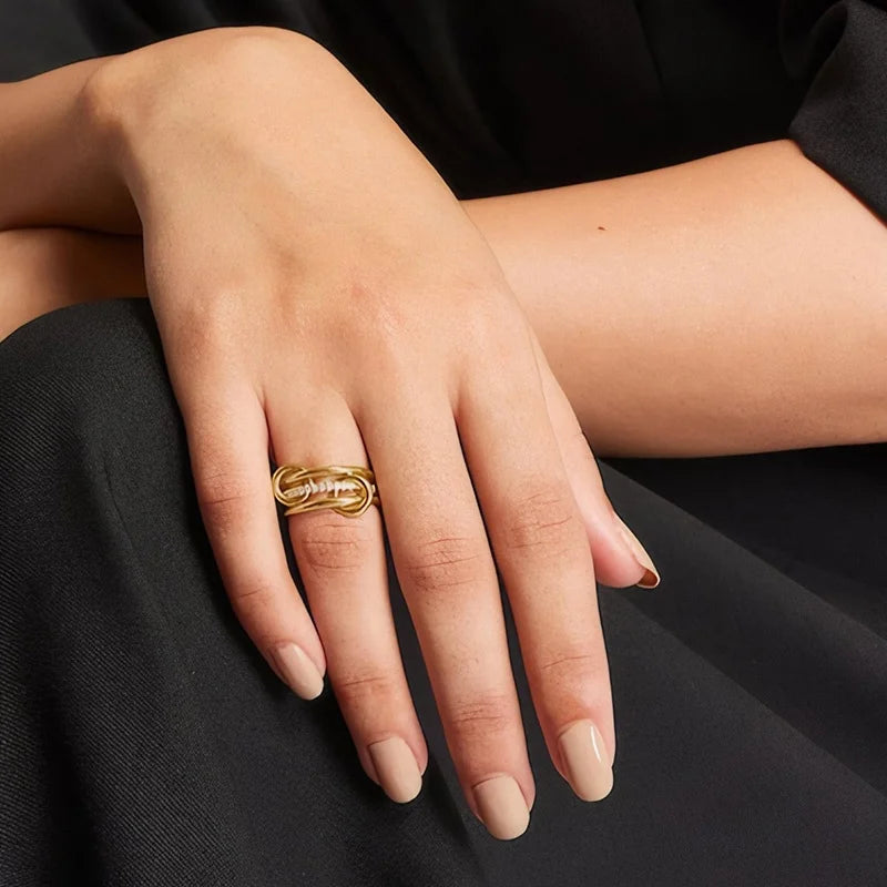 Gold-Plated Stainless Steel Stacked Ring Set