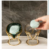 Leaf-Shape Self-Draining Soap Dish with Metal Bracket