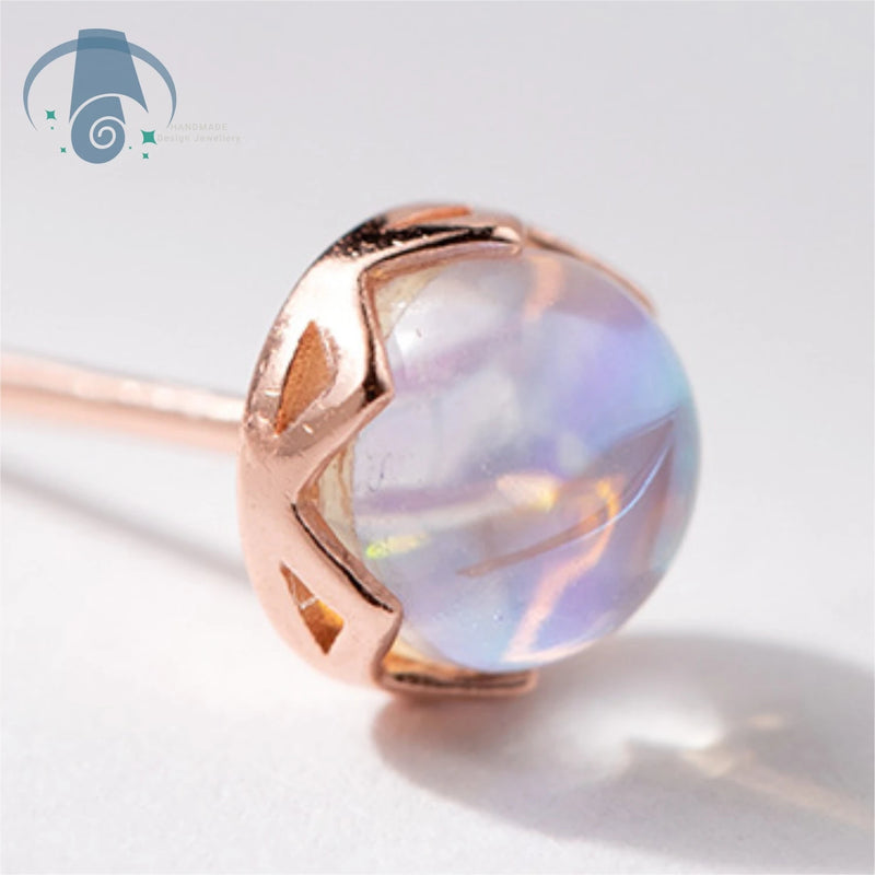 Minimalist Moonstone Stud Earrings