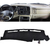Black custom-fit dashboard cover for a 1981-2020 Chevy or GMC truck/SUV interior.