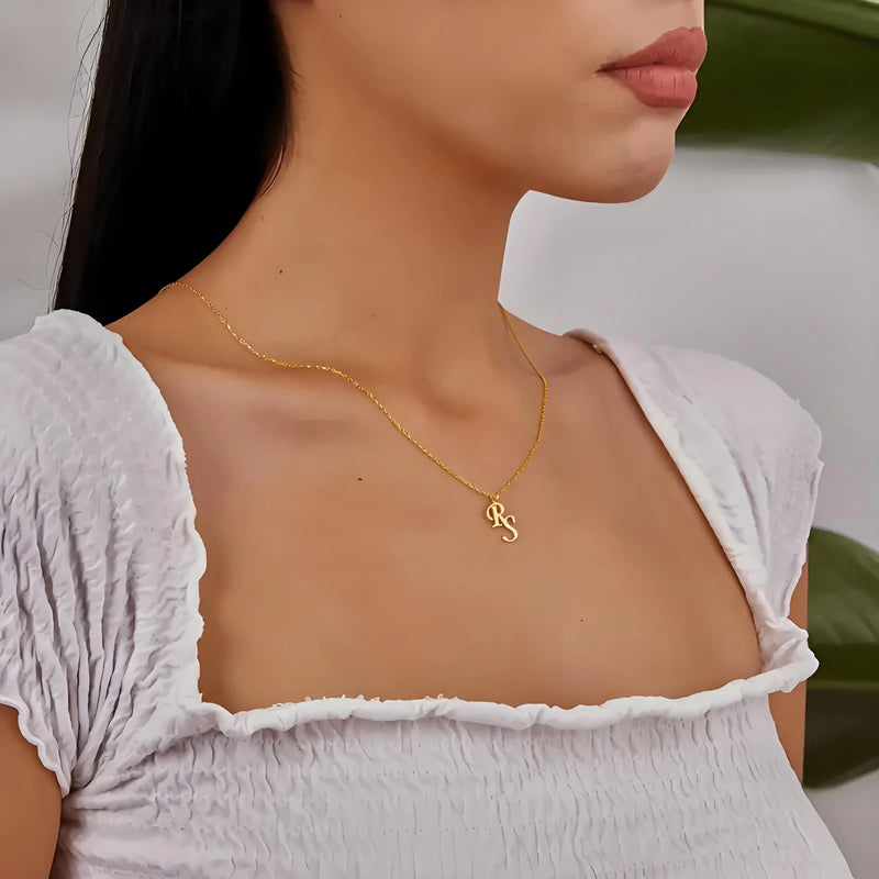 Double Initial Pendant Necklace