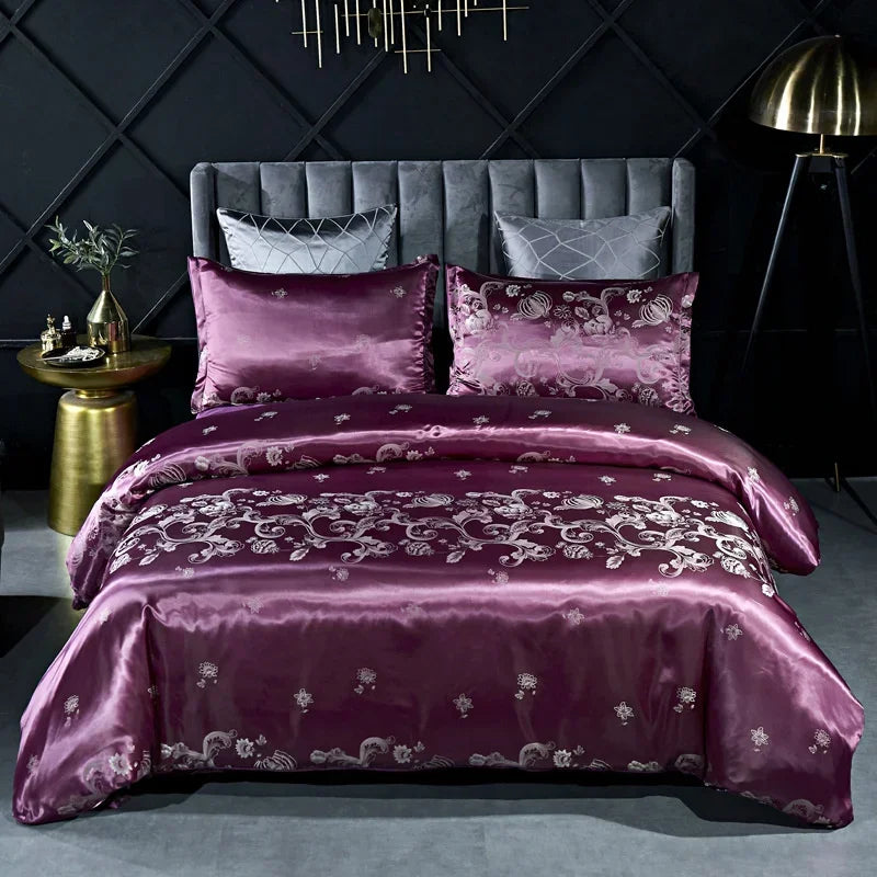 Silver Royal Luxury Duvet Cover Set with Pillowcases