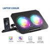 Adjustable RGB Laptop Cooling Pad with Dual Fans and Phone Holder