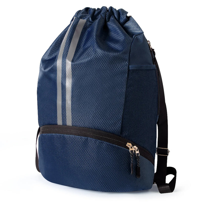 Waterproof Drawstring Gym Bag with Shoe Compartment