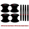 Eight black sports branded car door handle bowl stickers for scratch protection