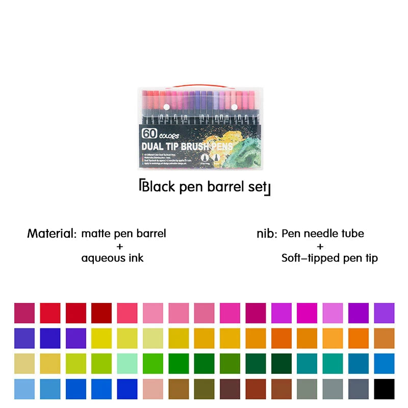 Dual Tip Watercolor Art Markers - 12 Color Set