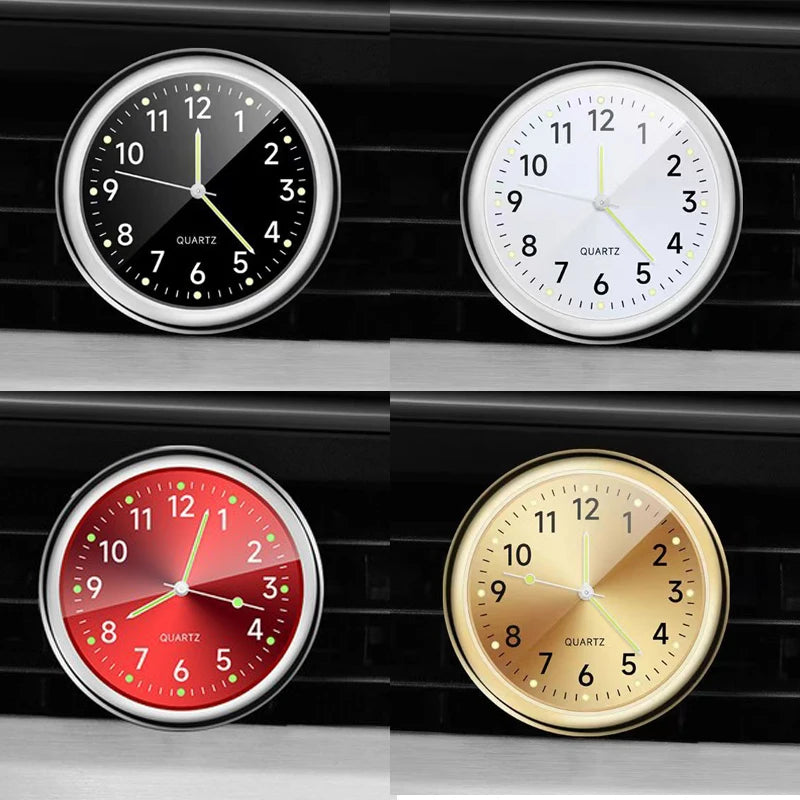 Mini Car Clock with Glow-In-The-Dark Dial and Air Vent Clip