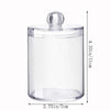 Clear storage jar with a sealed lid, used for organizing small items like swabs or beauty tools.