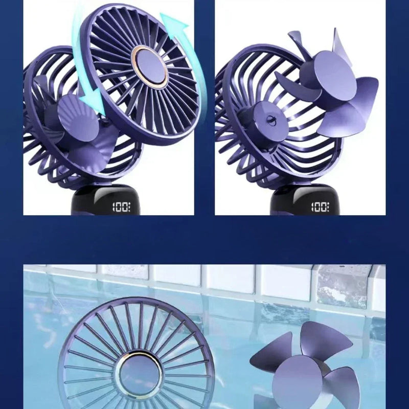 Portable Rechargeable Handheld Fan with Digital Display