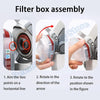 Instructions for the filter box assembly of a half face respirator mask with anti-fog safety goggles