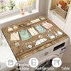 Retro laundry room washer and dryer top cover with non-slip protection shown on a kitchen countertop.