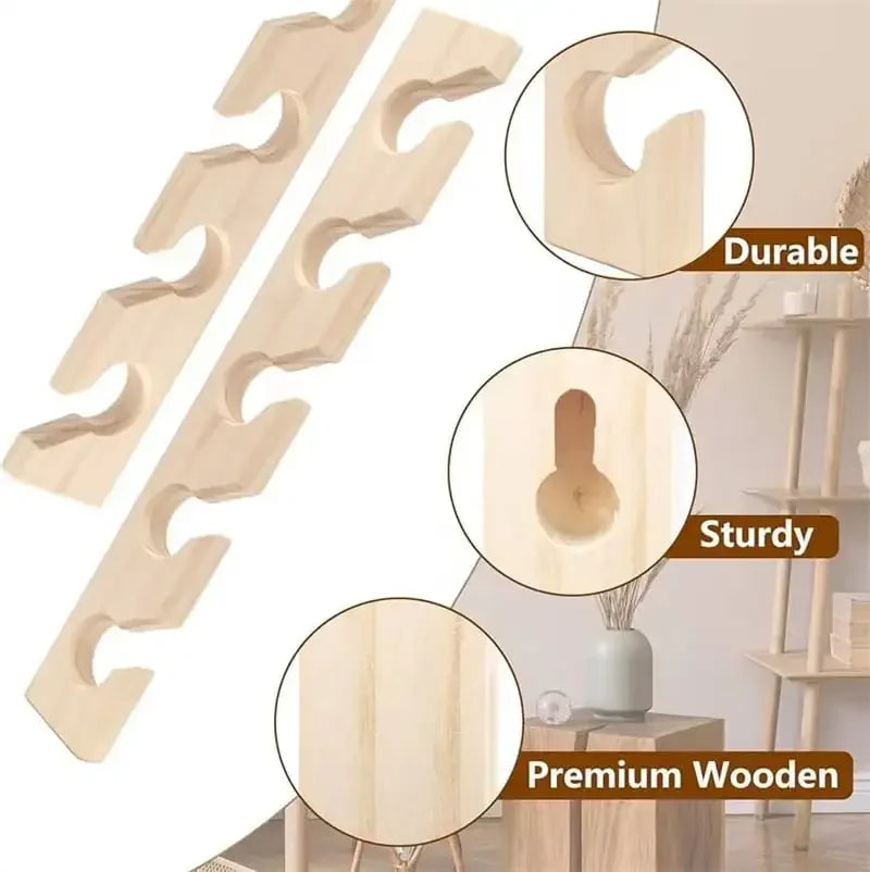 Wall-Mounted Wooden Hat Rack with 5 Hooks