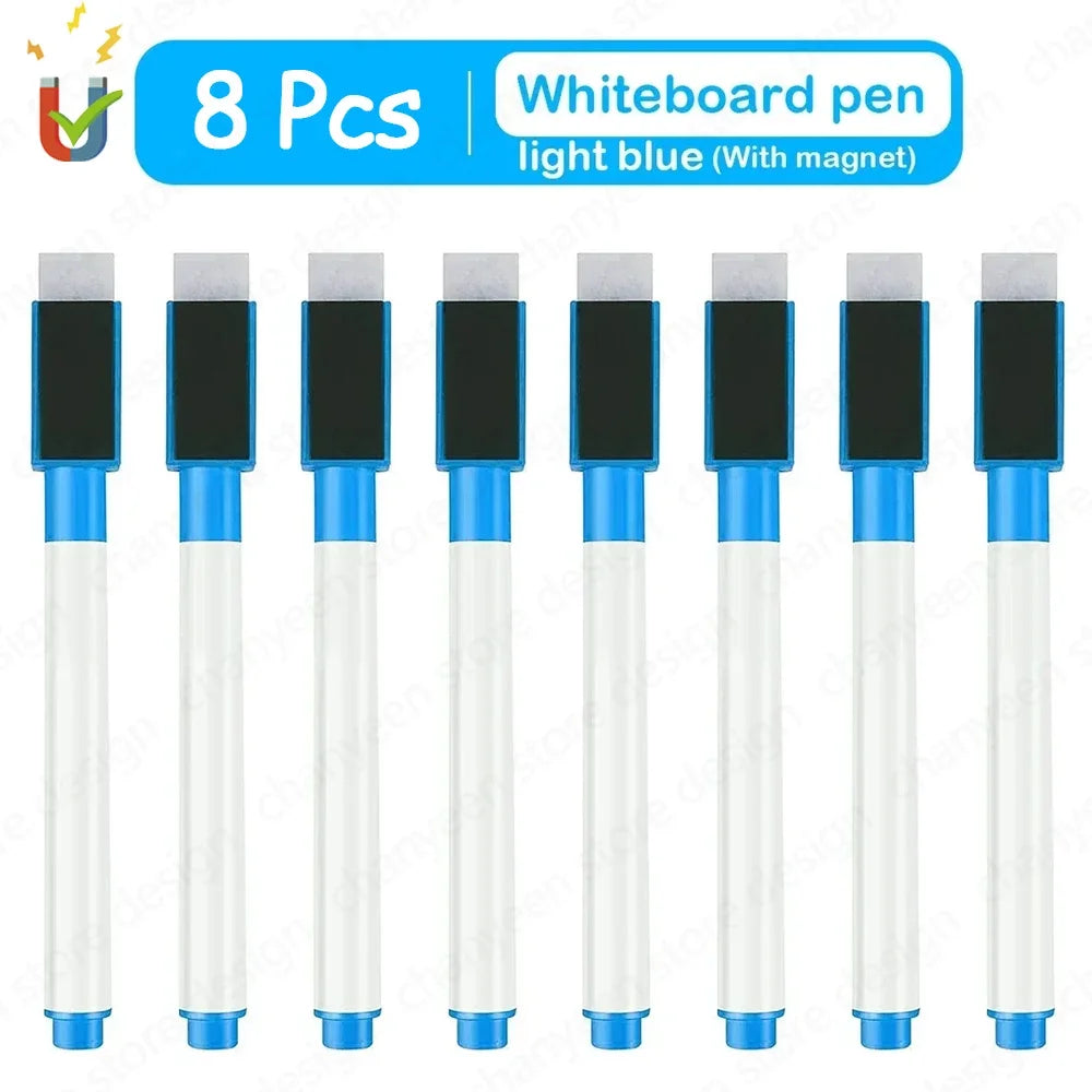 Magnetic Dry-Erase Pens with Refillable Ink, 8 Colors