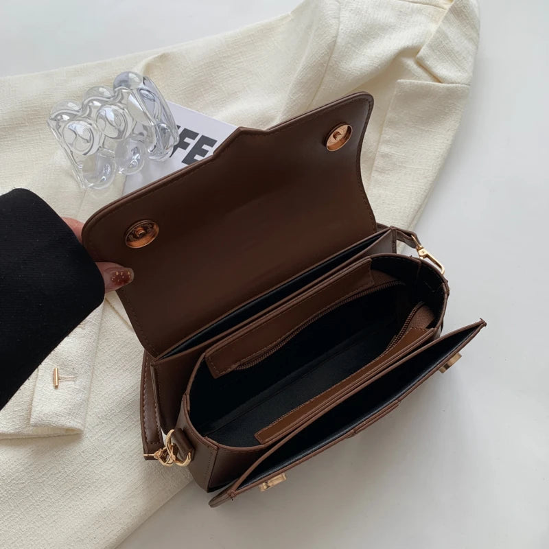 Vintage-Style PU Leather Crossbody Bag