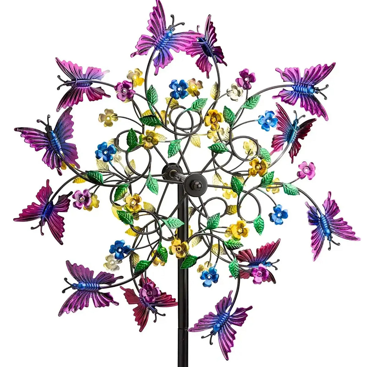 Colorful Butterfly Garden Wind Spinner with Metal Stake