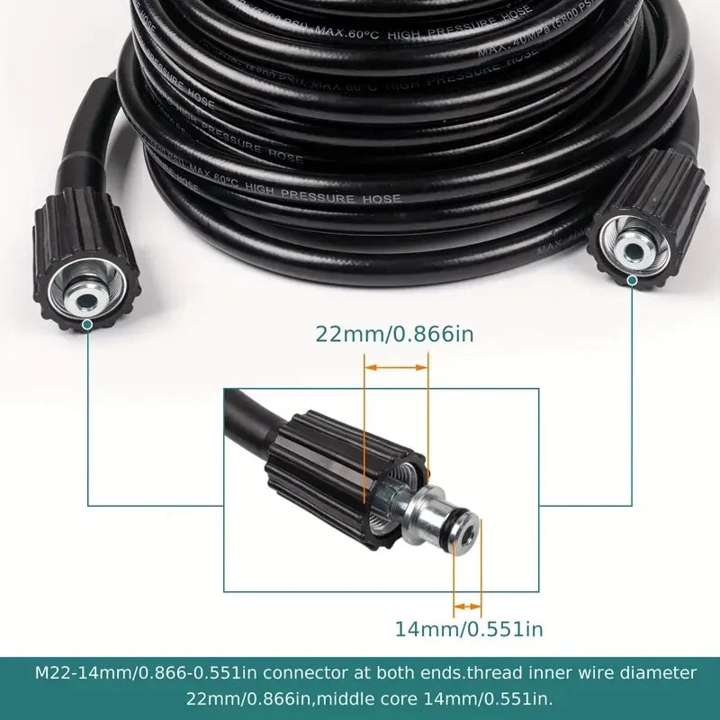 High-Pressure Washer Extension Hose - M22-14mm Thread