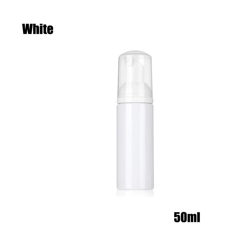 A white refillable foaming soap dispenser bottle.