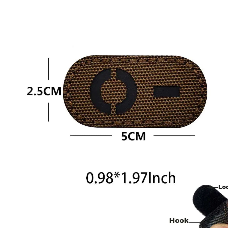 Reflective Glow-in-the-Dark Blood Type Tactical Patches with Hook and Loop Backing
