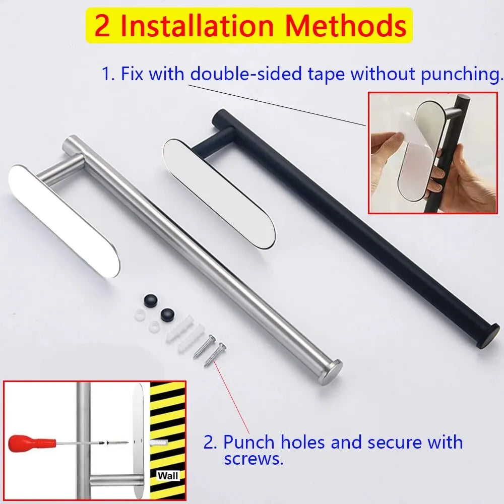 Stainless Steel Adhesive Paper Towel Holder for Kitchen & Bathroom