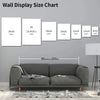 A chart showing various sizes of wall displays, including A1, 18x24, and 16x20 inches.