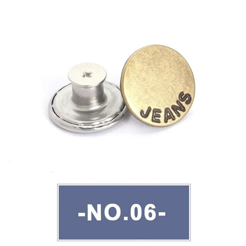 No-Sew Replacement Jeans Buttons - 17mm Metal Snap Buttons